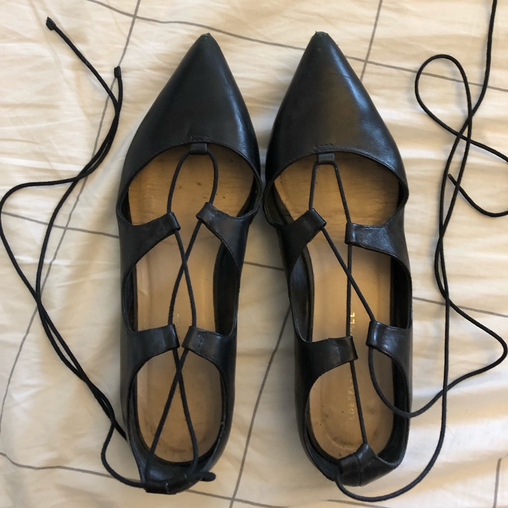 Loeffler Randall Black Lace Up Flats